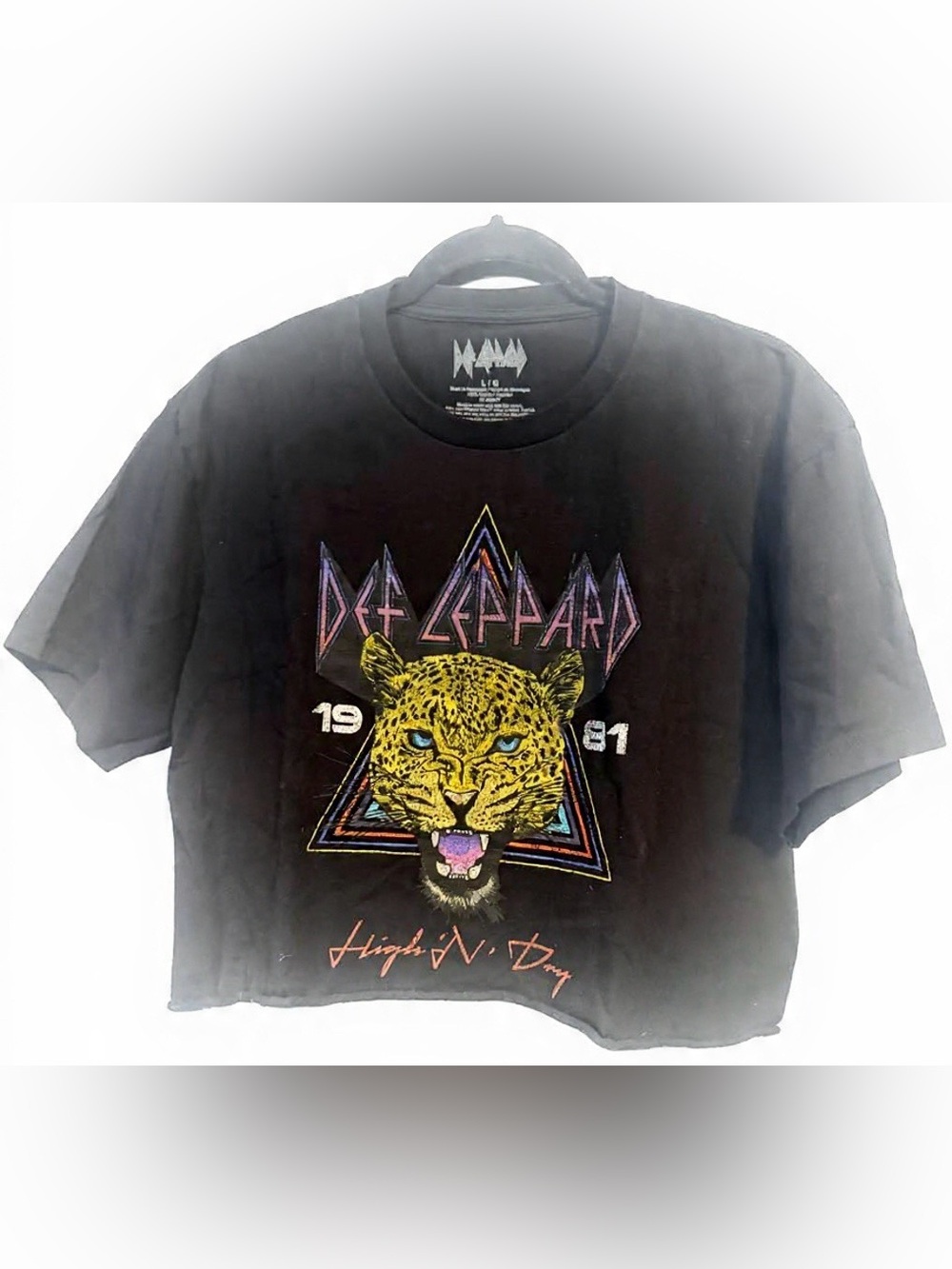 🎶 Def Leppard- High & Dry ‘80s Crop T Shirt Top- L